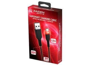 RAIDEN SUPERSOFT CHARGING CABLE LED (3M) (PX5/XBX/SWITCH)
