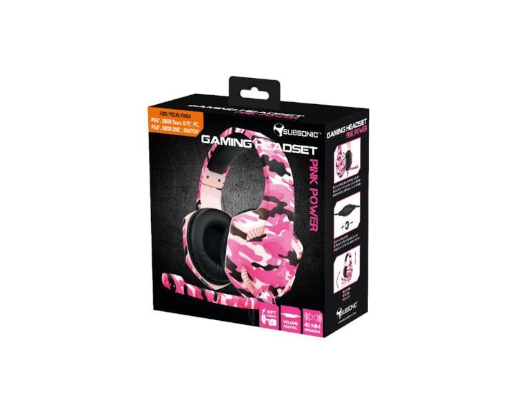 SUBSONIC GAMING HEADSET PINK POWER  (PS5/XBX/PS4/XBO/SWITCH/PC/MOVIL)