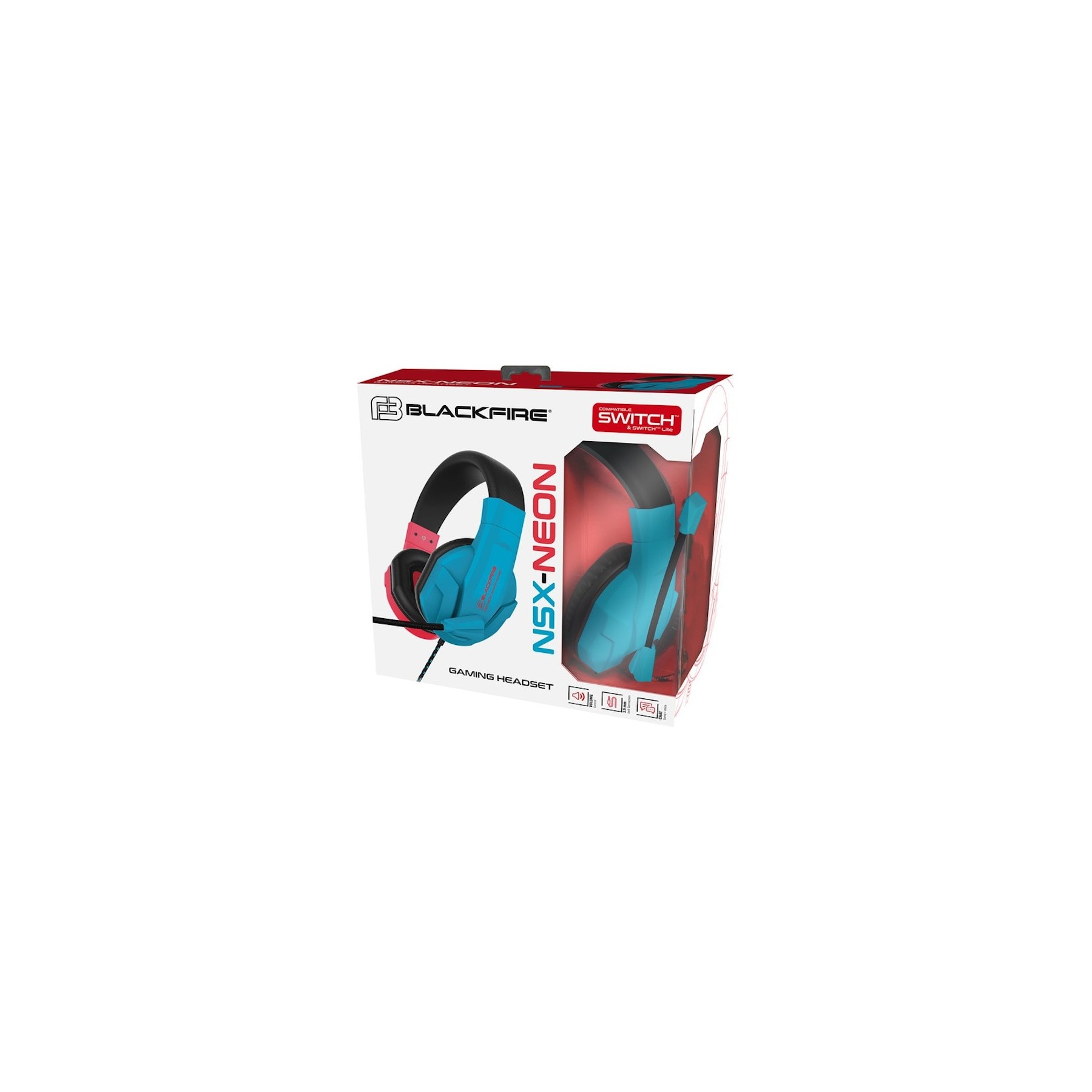 BLACKFIRE GAMING HEADSET NSX-NEON RED/ BLUE (ROJO/AZUL) (LITE/OLED)