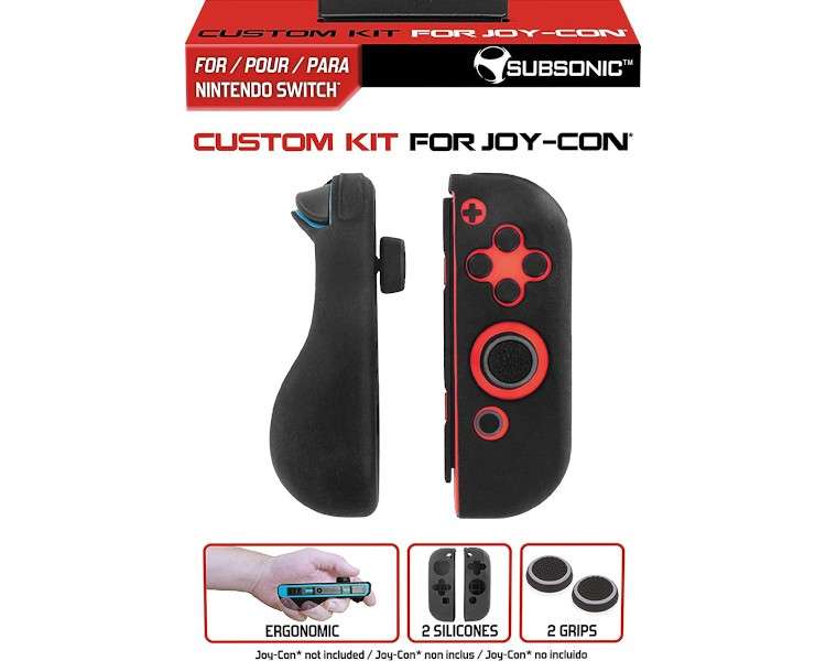 SUBSONIC CUSTOM KIT FOR JOY-CON CONTROLLERS GRIS( 2 SILICONES Y 2 GRIPS)