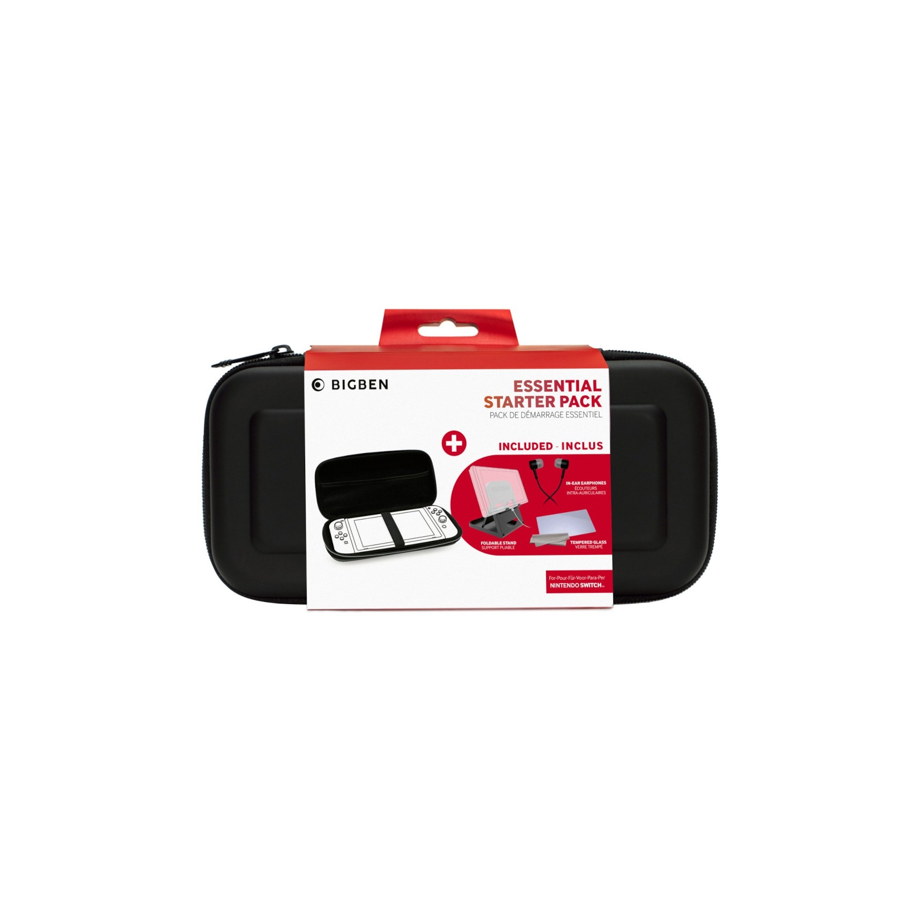 BIGBEN ESSENTIAL STARTER PACK NEGRO (FUNDA RIGIDA/PROTECTOR PANTALLA/AURICULARES/SOPORTE)