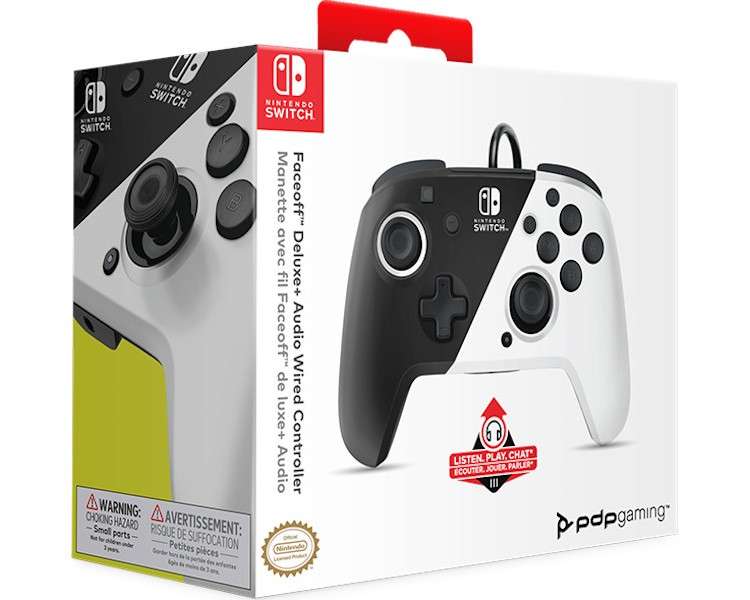PDP FACEOFF DELUXE + AUDIO WIRED CONTROLLER BLACK/WHITE (NEGRO/BLANCO) (OLED)