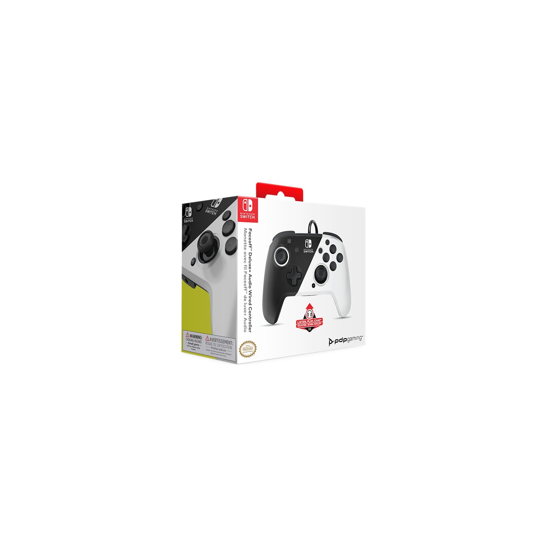 PDP FACEOFF DELUXE + AUDIO WIRED CONTROLLER BLACK/WHITE (NEGRO/BLANCO) (OLED)
