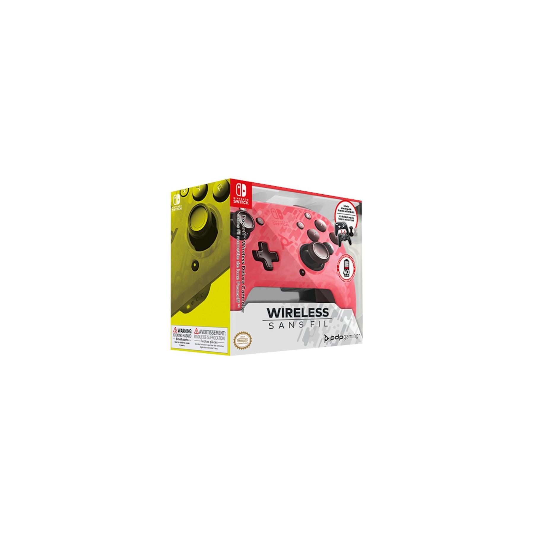 PDP FACEOFF WIRELESS DELUXE CONTROLLER SANS FIL  PINK (ROSA)