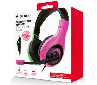 BIGBEN WIRED STEREO HEADSET PINK/GREEN (ROSA/VERDE) (LITE)