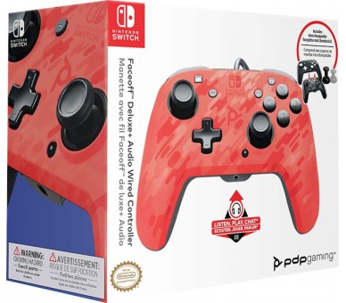 PDP FACEOFF DELUXE + AUDIO WIRED CONTROLLER RED (ROJO)