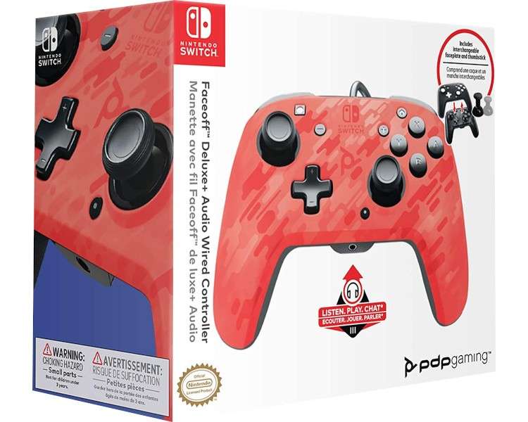 PDP FACEOFF DELUXE + AUDIO WIRED CONTROLLER RED (ROJO)