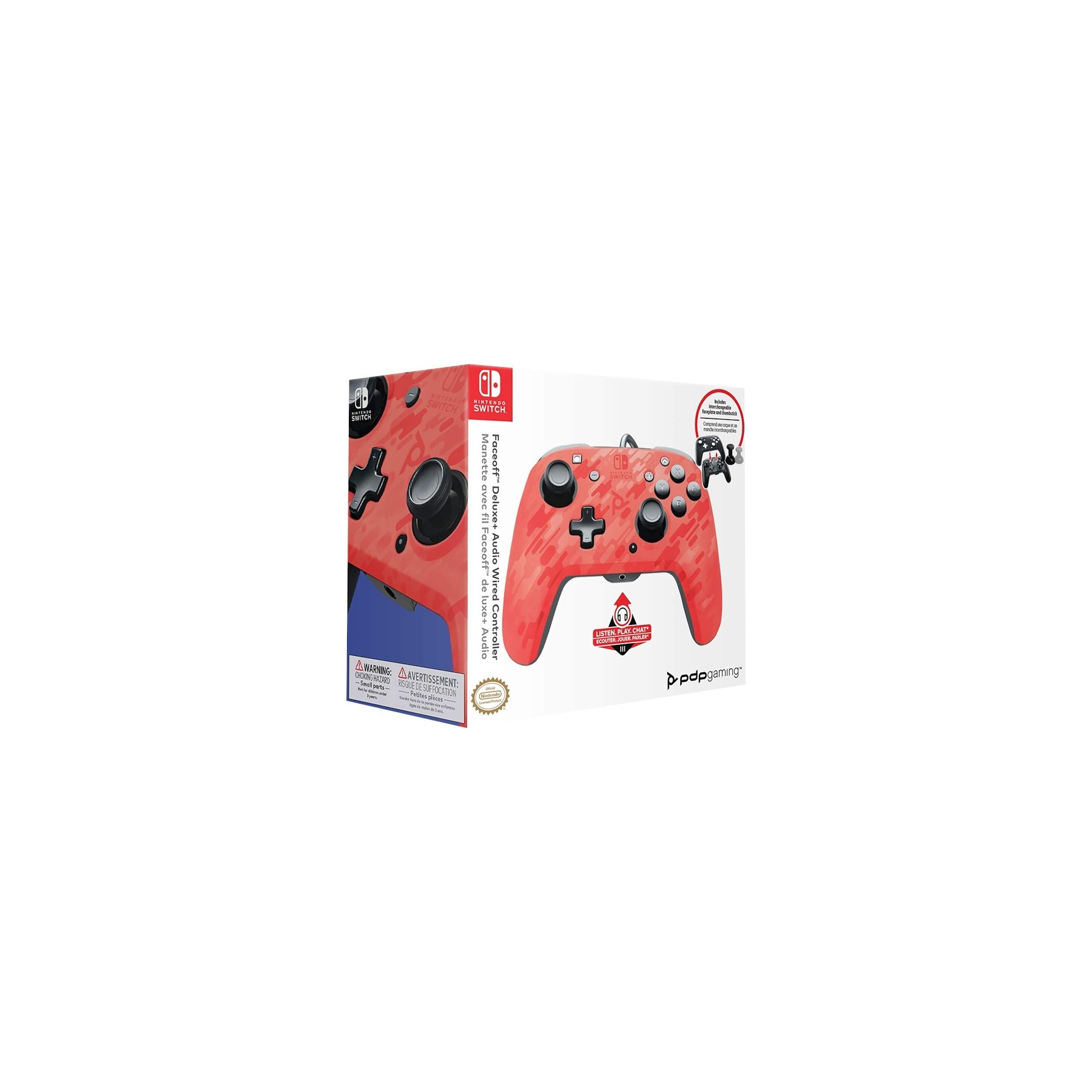 PDP FACEOFF DELUXE + AUDIO WIRED CONTROLLER RED (ROJO)