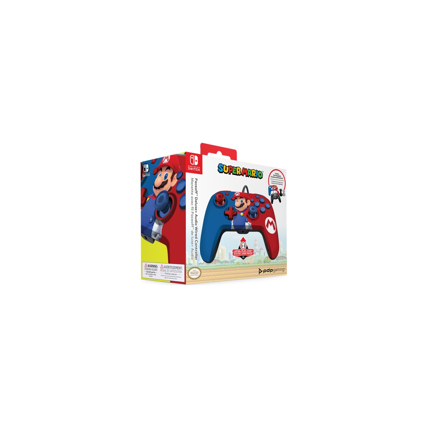 PDP FACEOFF WIRED CONTROL+AUDIO WIRED CONTROLLER  SUPER MARIO BLUE/RED(AZUL/ROJO)