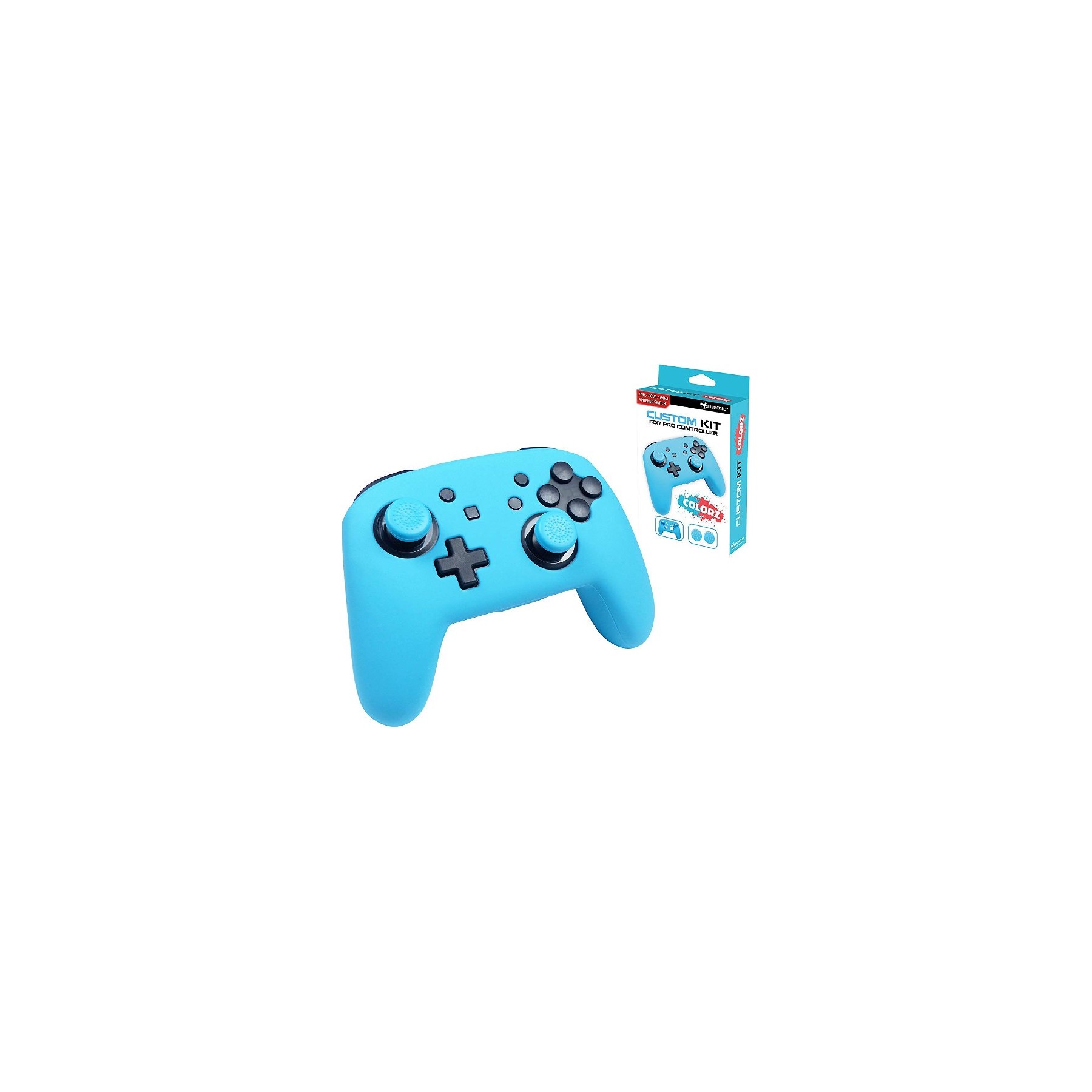 SUBSONIC CUSTOM KIT POUR PRO CONTROLLER (2 FUNDAS SILICONA + 2 GRIPS) AZUL