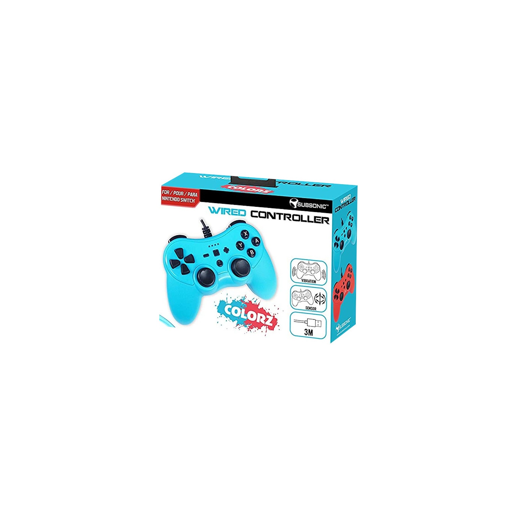 SUBSONIC WIRED CONTROLLER COLORZ NEON BLUE