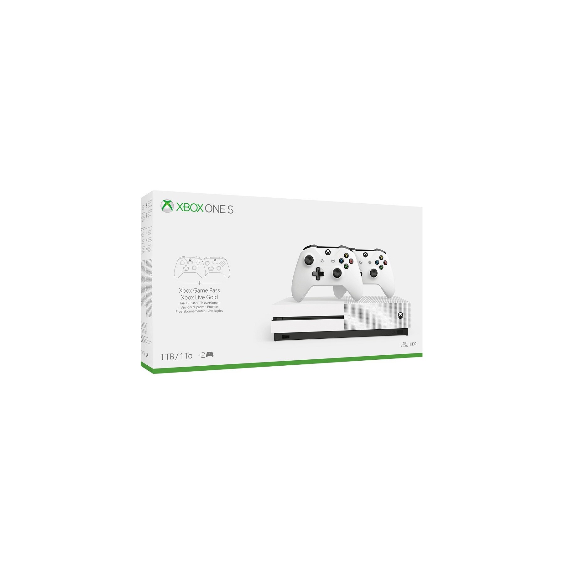 1 TB/TO XB ONE S BLANCA+2 MANDOS WIRELESS +1 MES XBOX LIVE GOLD