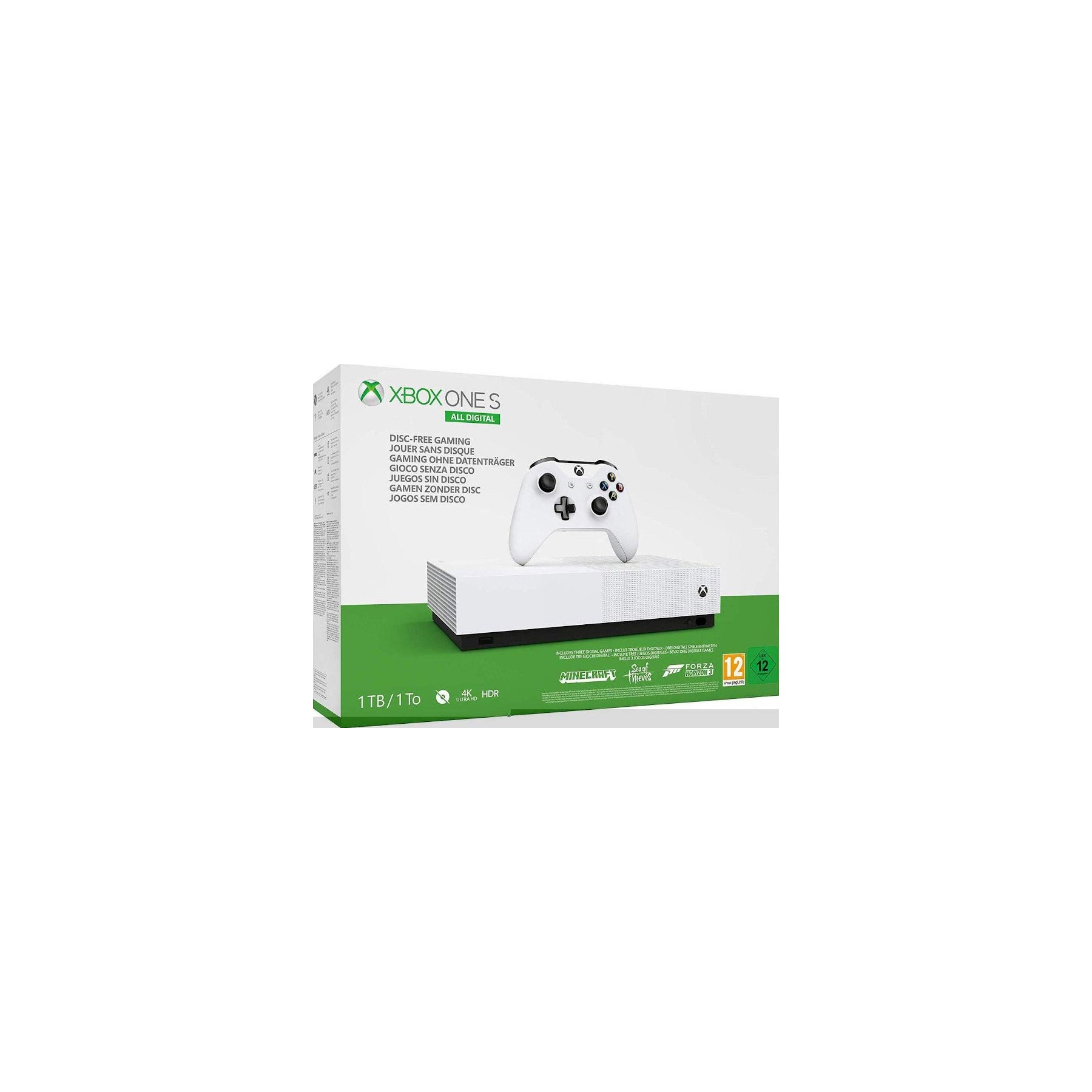 1 TB/TO XB ONE S BLANCA ALL DIGITAL EDITION  (FORTNITE + SEA OF THIEVES + MINECRAFT)