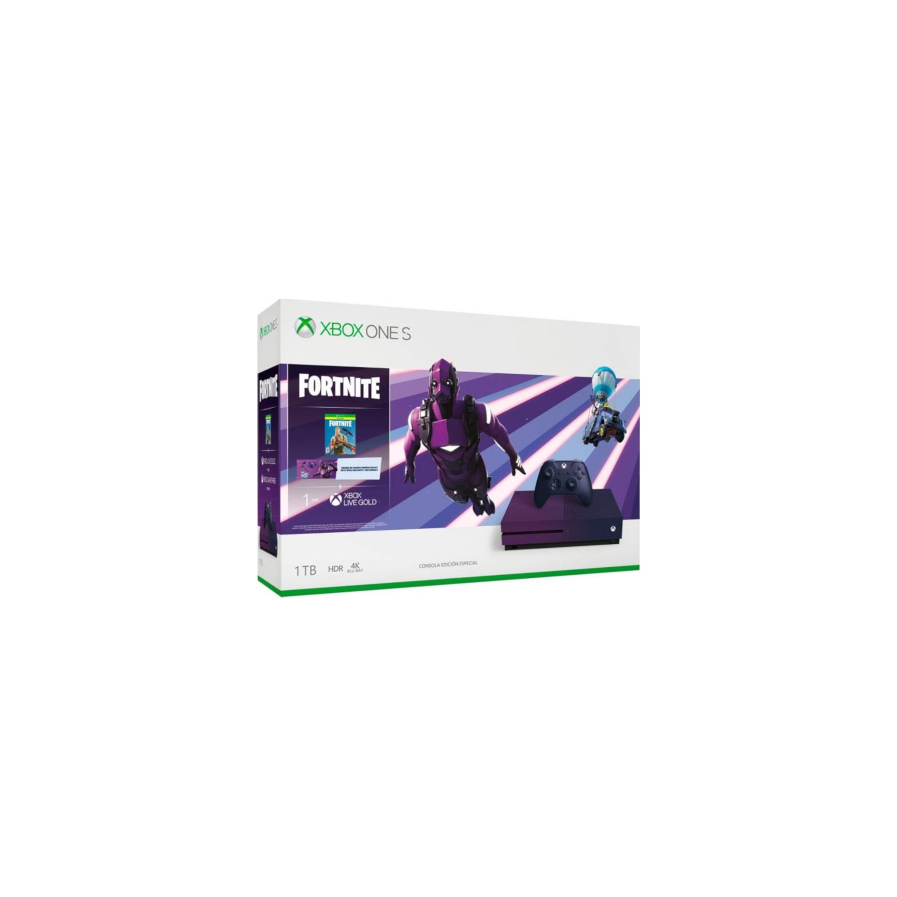 1 TB XB ONE S MORADA FORTNITE PACK +1 MES XBOX LIVE GOLD (SPECIAL EDITION)