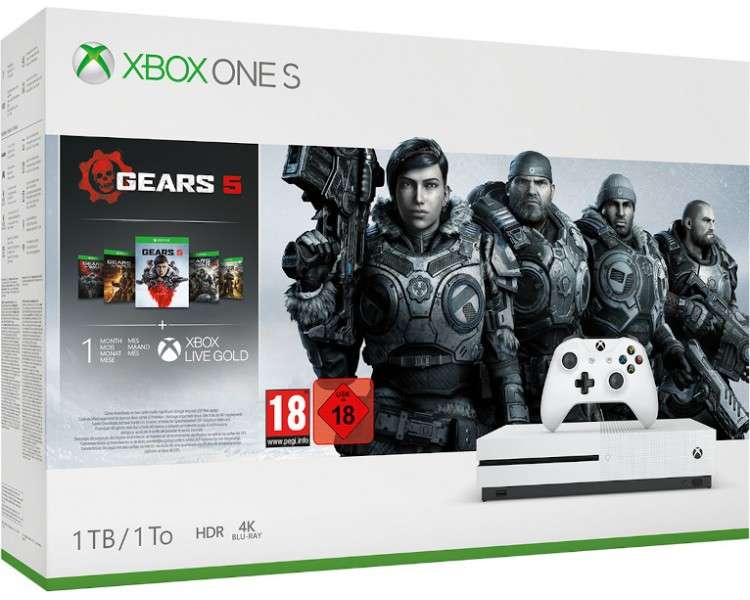 1 TB/TO XB ONE S BLANCA  + GEARS OF WAR 5 +1 MES XBOX LIVE GOLD