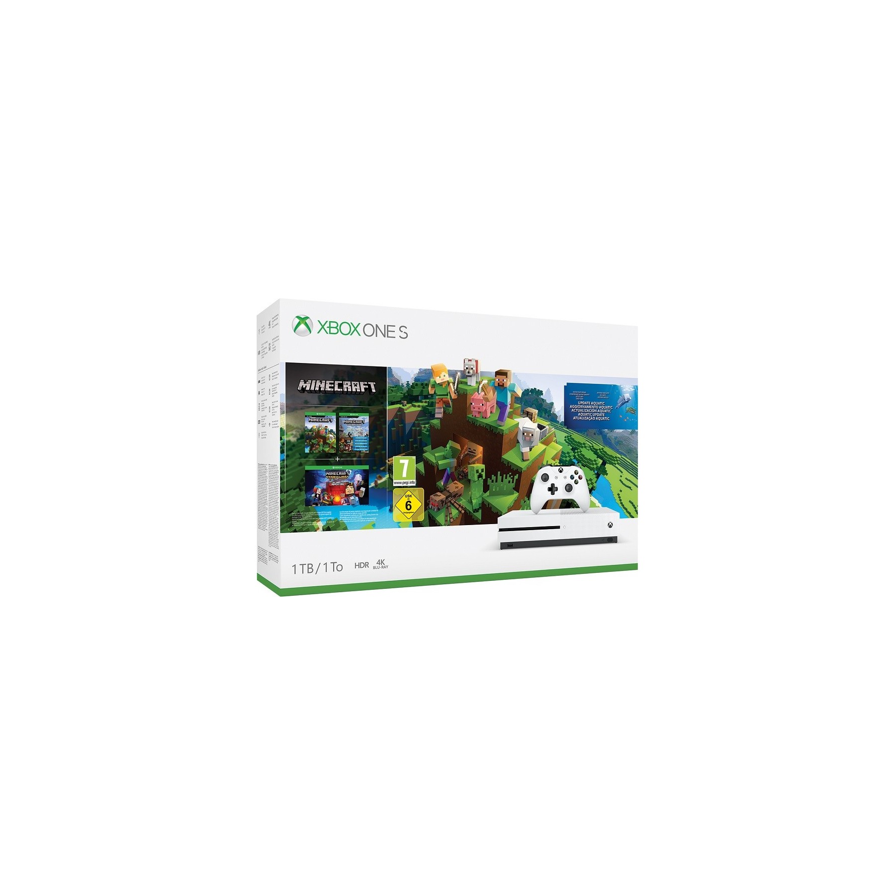 1 TB/TO XB ONE S BLANCA + MINECRAFT (4 JUEGOS)