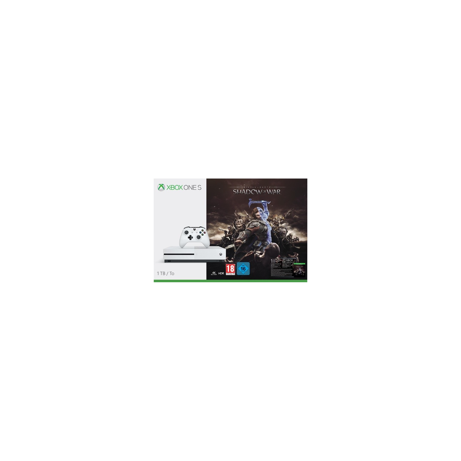 1 TB/TO XB ONE S BLANCA + SOMBRAS DE GUERRA (SHADOW OF WAR) +1 MES XBOX LIVE GOLD