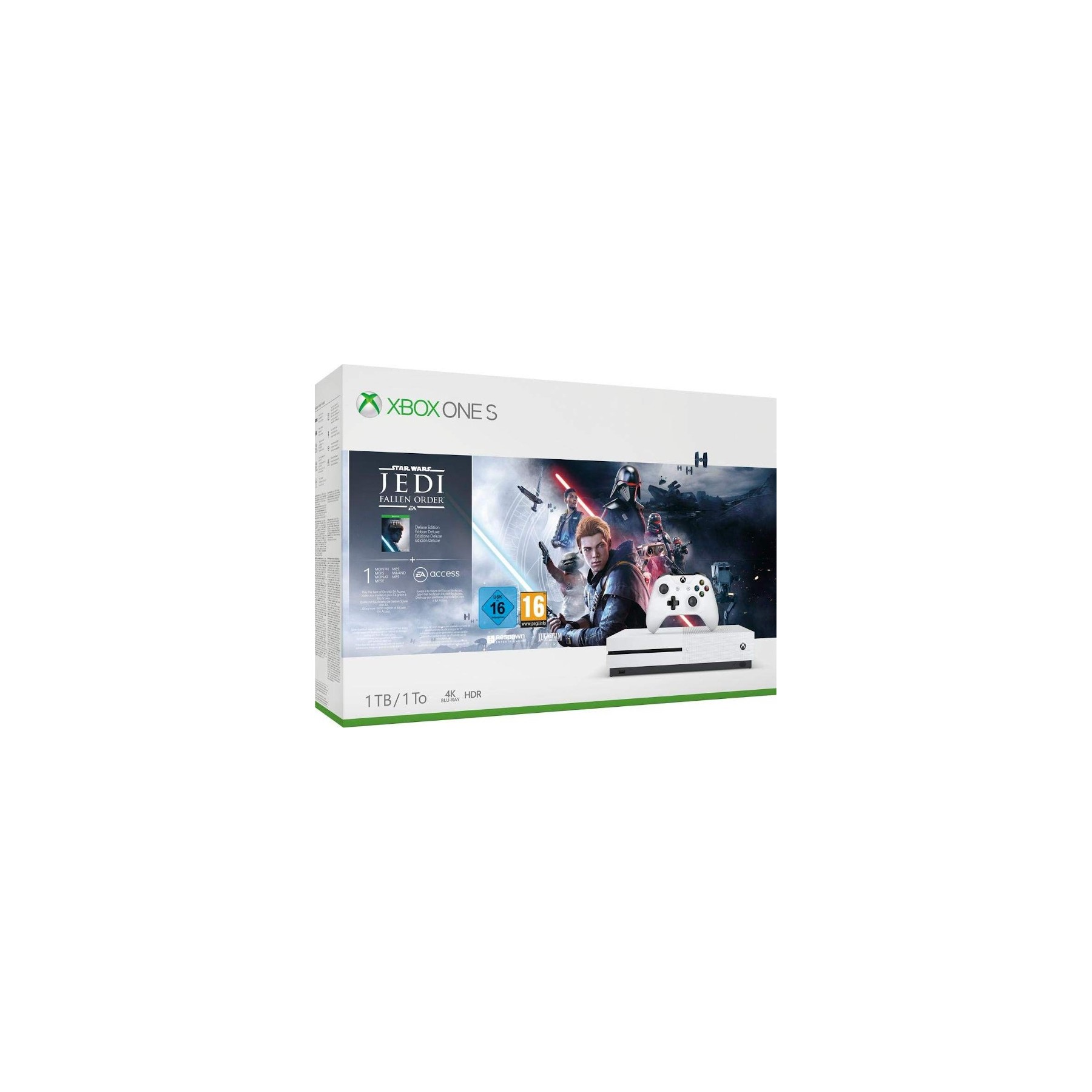1 TB/TO XB ONE S BLANCA + STAR WARS JEDI:FALLEN ORDER + 1 MES XBOX LIVE GOLD