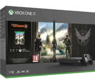 1 TB/TO XB ONE X NEGRA + TOM CLANCY’S THE DIVISION 2 +1 MES XBOX LIVE GOLD