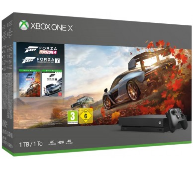 1 TB XB ONE X NEGRA 4K ULTRA HDR + FORZA HORIZON 4 + FORZA MOTORSPORT 7