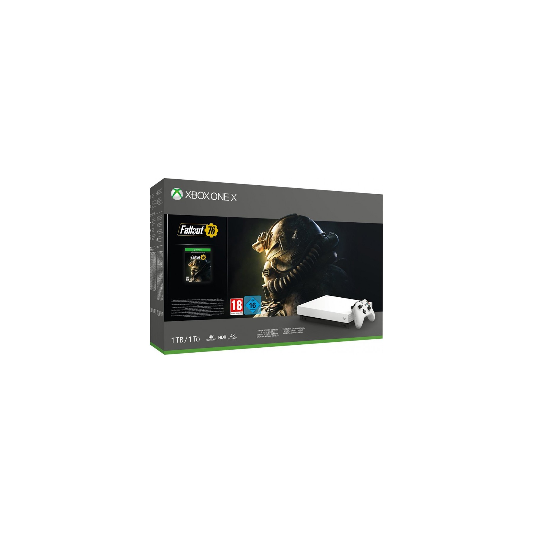 1 TB XB ONE X BLANCA 4K ULTRA HDR + FALLOUT 76 + 1 MES XBOX LIVE GOLD