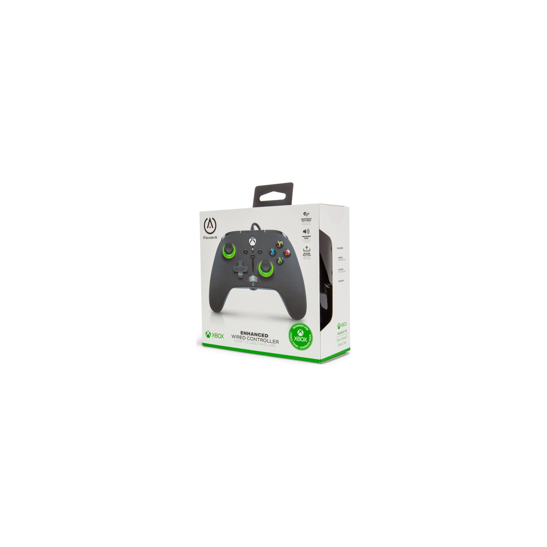 POWER A ENHANCED WIRED CONTROLLER BLACK/GREEN (NEGRO/VERDE) (XBONE/PC)