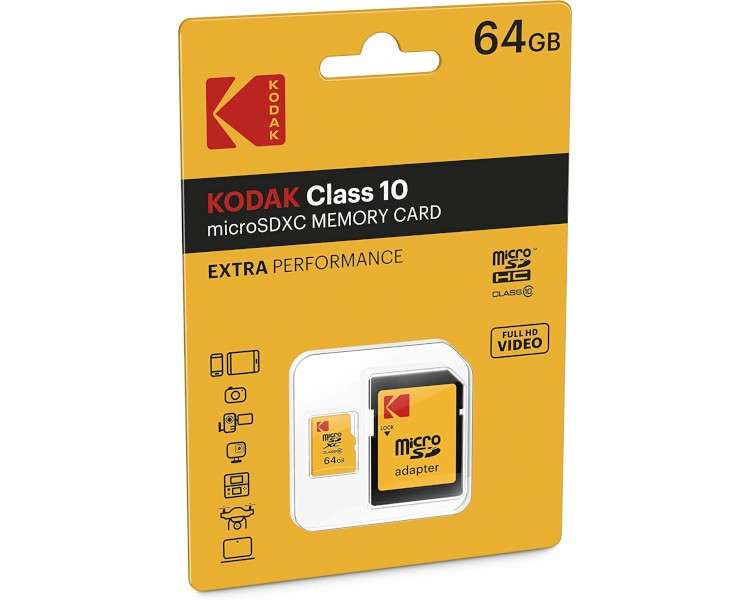 KODAK CLASS 10 MICROSDHC 64GB + ADAPTER