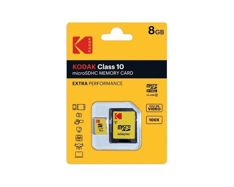 KODAK CLASS 10 MICROSDHC 8GB + ADAPTER