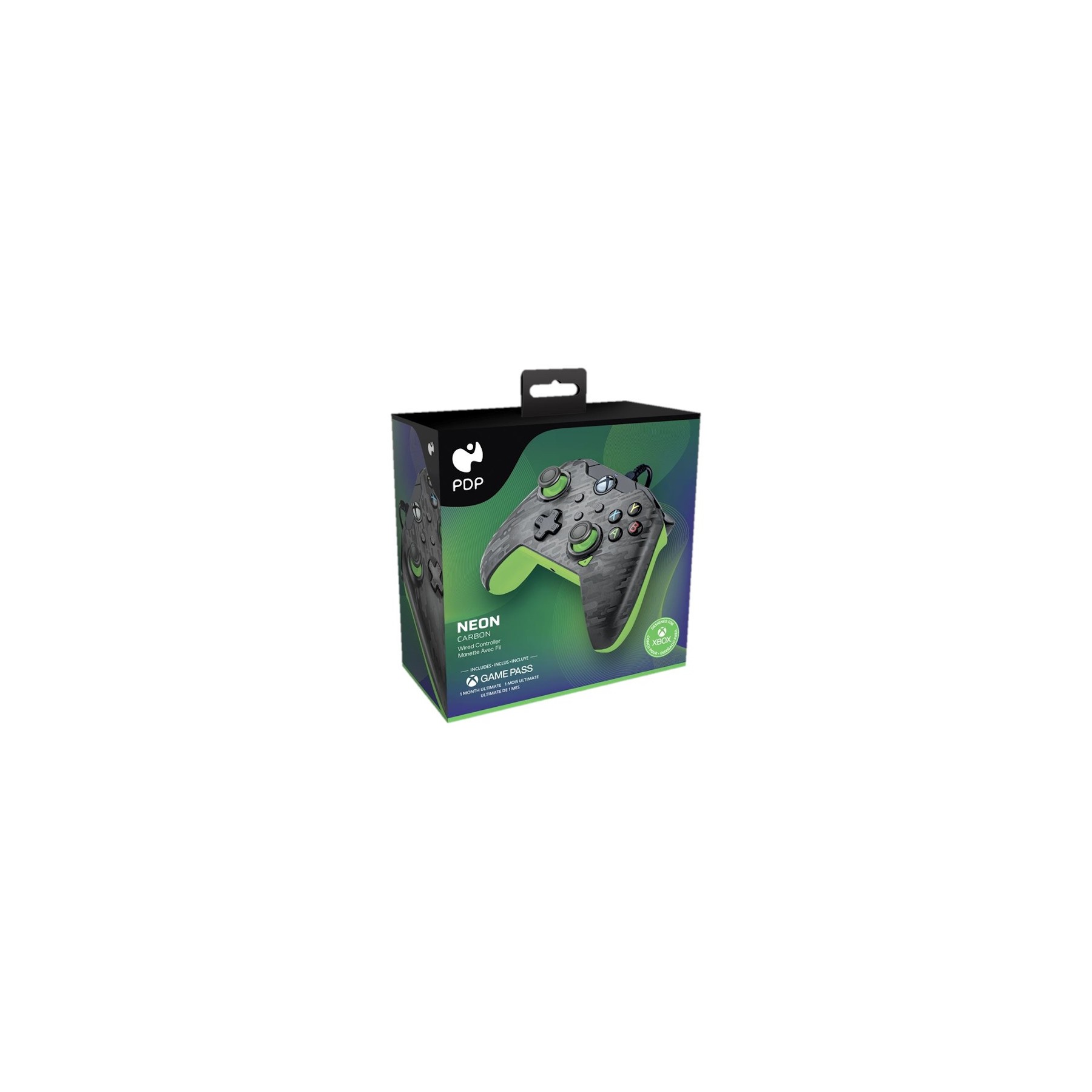 PDP WIRED CONTROLLER NEON CARBON + GAME PASS 1 MES (XBONE/PC)