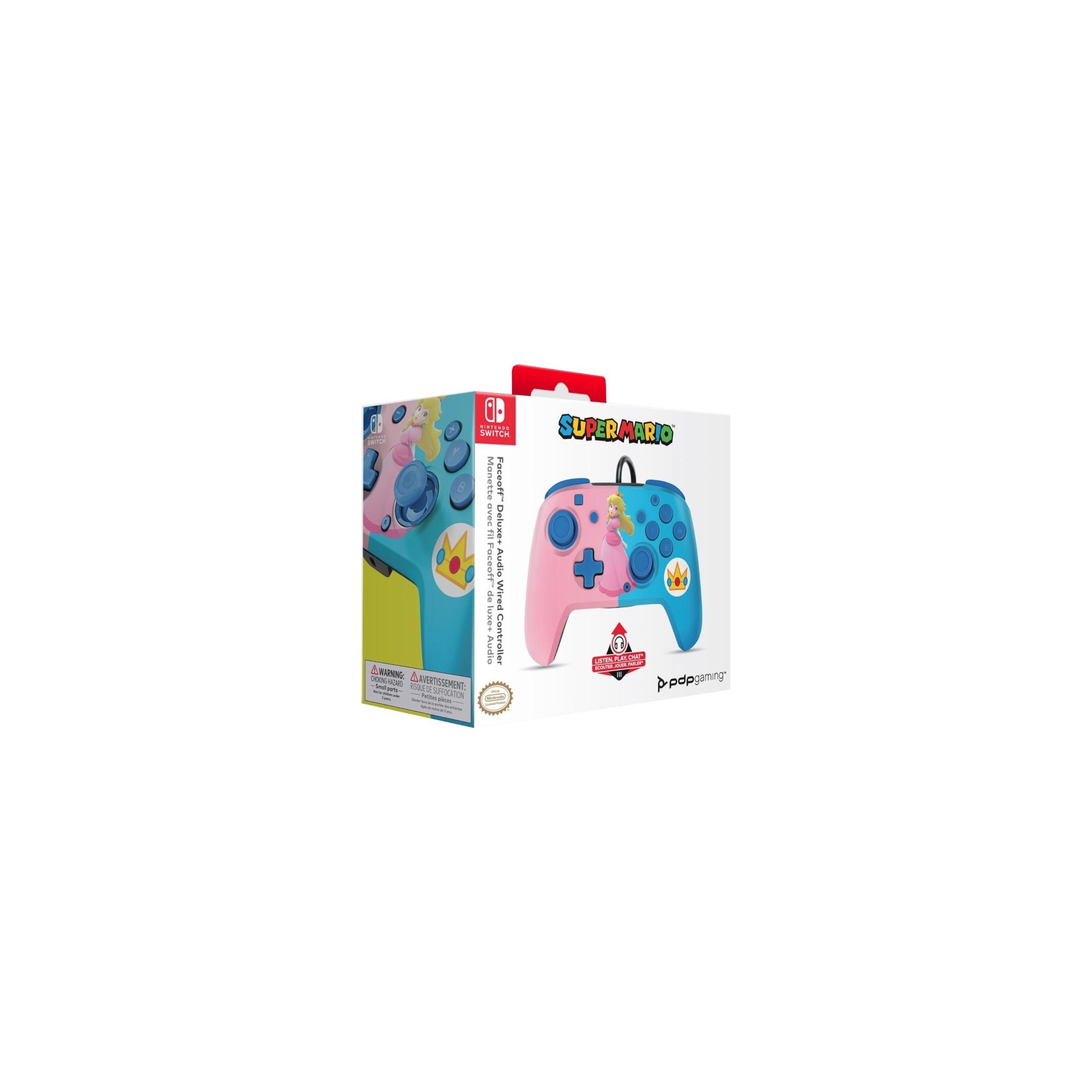 PDP FACEOFF DELUXE AUDIO WIRED CONTROLLER SUPER MARIO: PEACH
