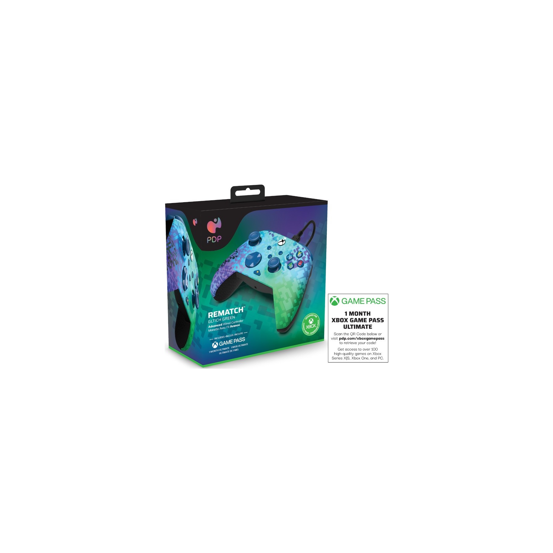 PDP REMATCH WIRED CONTROLLER GLITCH GREEN + GAME PASS 1 MES (XBONE) PDP REMATCH WIRED CONTROLLER GLITCH GREEN + GAME PASS 1 MES (XBONE)