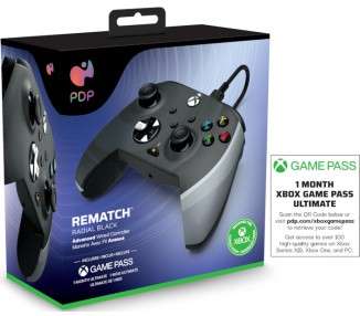 PDP REMATCH WIRED CONTROLLER RADIAL BLACK + GAME PASS 1 MES (XBONE)