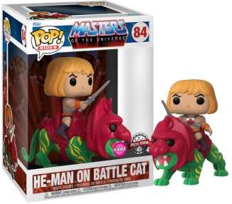 FUNKO POP! RIDES - MASTERS OF THE UNIVERSE: HE-MAN ON BATTLE CAT (FLOCKED) (25CM) (84) SPECIAL ED.