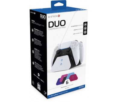 GIOTECK DUO CHARGING STAND + 6 CARCASAS DE COLOR INTERCAMBIABLES