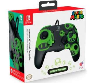 PDP REMATCH WIRED CONTROLLER SUPER MARIO BLACK/GREEN (GLOW IN THE DARK) (SWITCH/OLED)