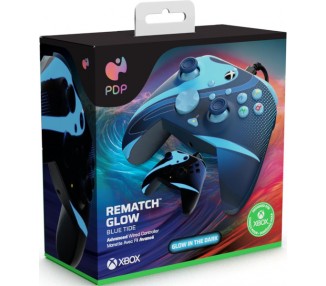 PDP REMATCH WIRED CONTROLLER GLOW BLUE TIDE (XBONE) (GLOW IN THE DARK)
