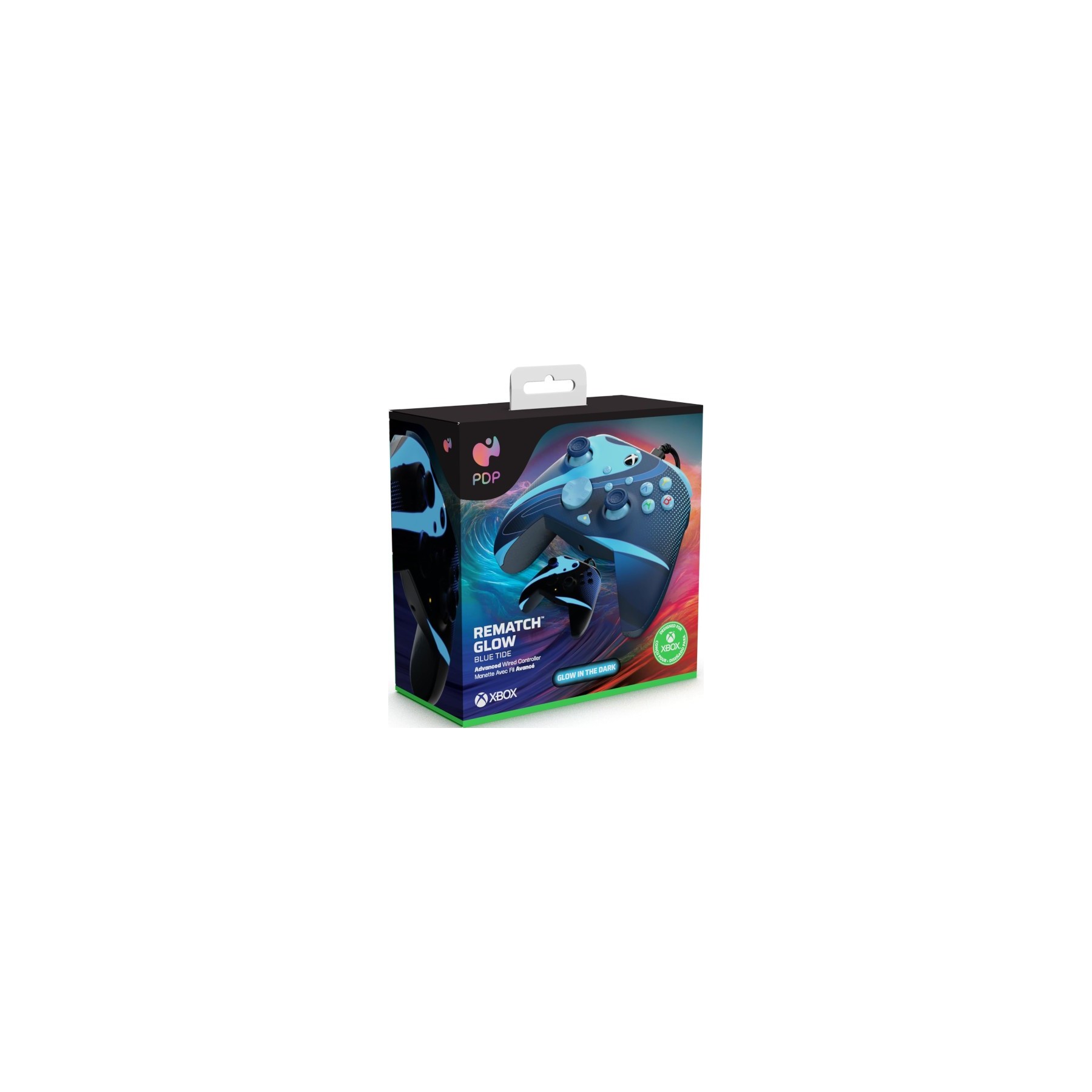 PDP REMATCH WIRED CONTROLLER GLOW BLUE TIDE (XBONE) (GLOW IN THE DARK)