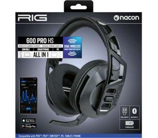 NACON RIG GAMING DUAL WIRELESS HEADSET ALL IN 1 600 HS BLACK (NEGRO) (PC/SMARTPHONE)