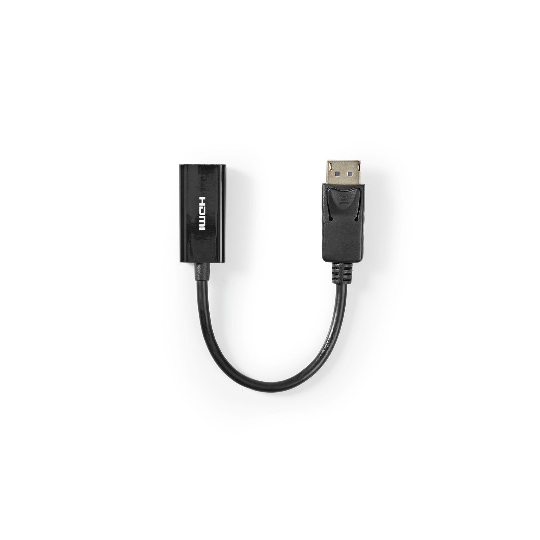 NEDIS CABLE DISPLAYPORT MACHO | SALIDA HDMI  | 4K@30HZ | NIQUELADO | 0.20 M | REDONDO | PVC | NEGRO