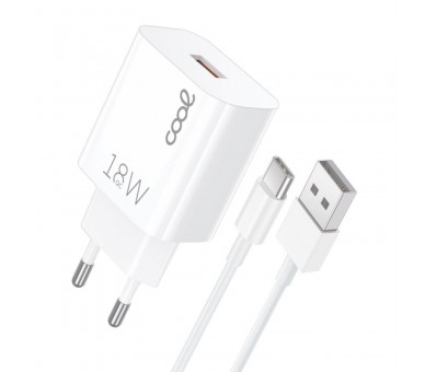COOL CARGADOR RED /CONECTOR TIPO-C  3AMP (CARGA RÁPIDA)  KIT 2 EN 1 BLANCO