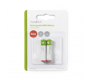 NEDIS RECARGABLE NI-MH AAA | 1.20 V | AAA | 700 MAH | PRECARGADO |PACK 2 | BLÍSTER.
