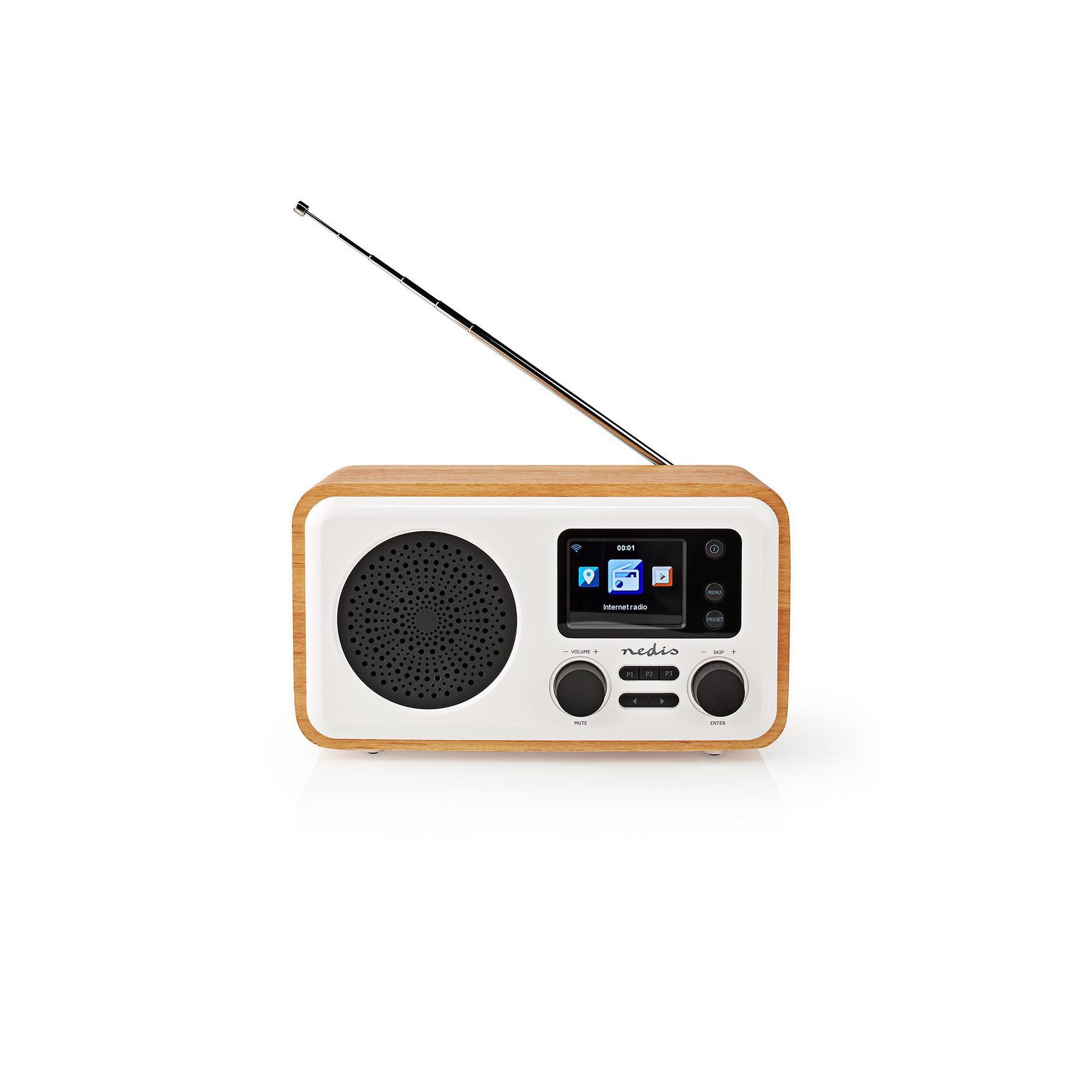 NEDIS RADIO| BLUETOOTH® | WI-FI | DAB+ | FM | INTERNET | 2.4 " | 7 W | DESPERTA.