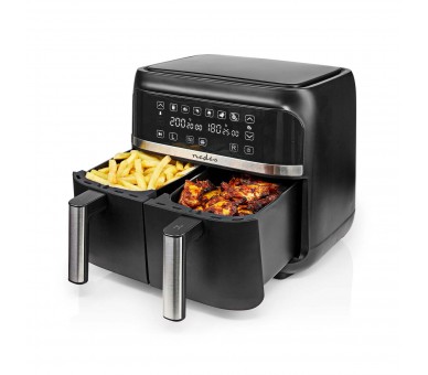 NEDIS FREIDORA DE AIRE CALIENTE | 2X3.8 L | MINUTERO: 60 MIN | DIGITAL | NEGRO