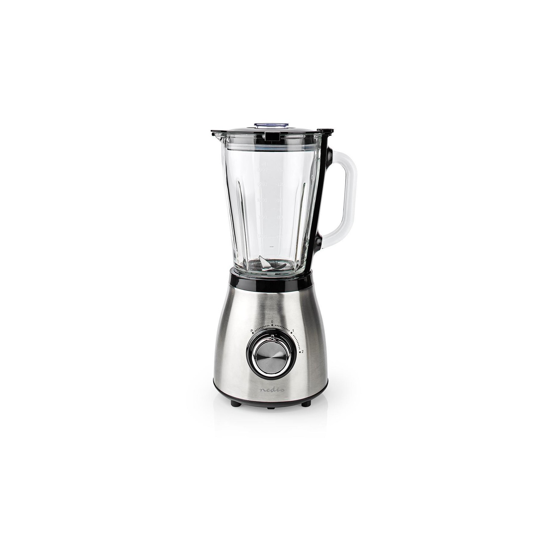 NEDIS BATIDORA DE VASO | 800 W | 1.5 L | CRISTAL | 2 AJUSTES DE VELOCIDAD |NEGRO /PLATA