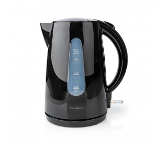 NEDIS HERVIDOR ELECTRICO | 1.7 L | PLÁSTICO | NEGRO | ROTABLE 360 GRADOS | ELEMENTO CALEFACTOR