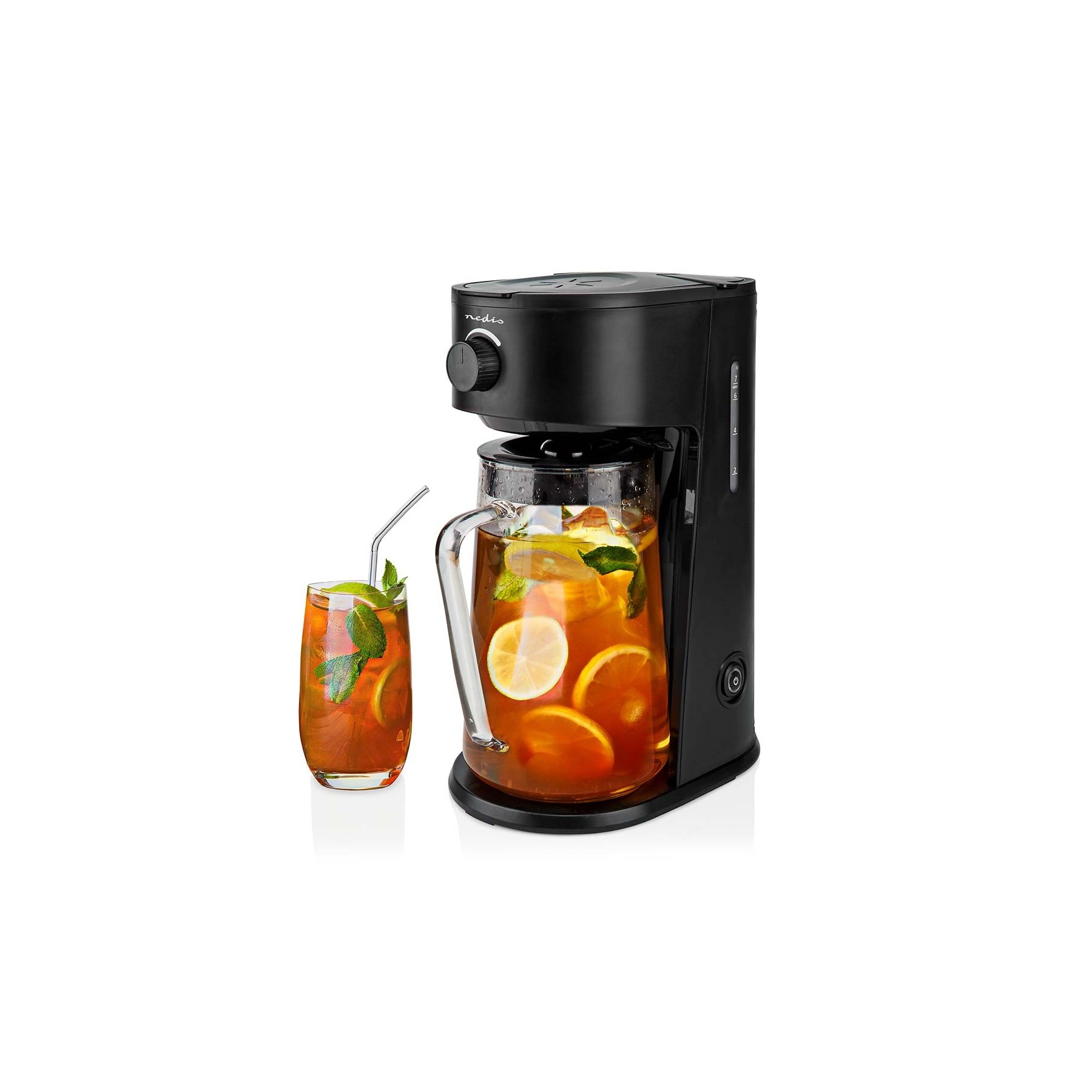 NEDIS MAQUINA DE CAFE & TE HELADO | CAFE FILTRADO | 2.5 L | 6 COPAS | NEGRO