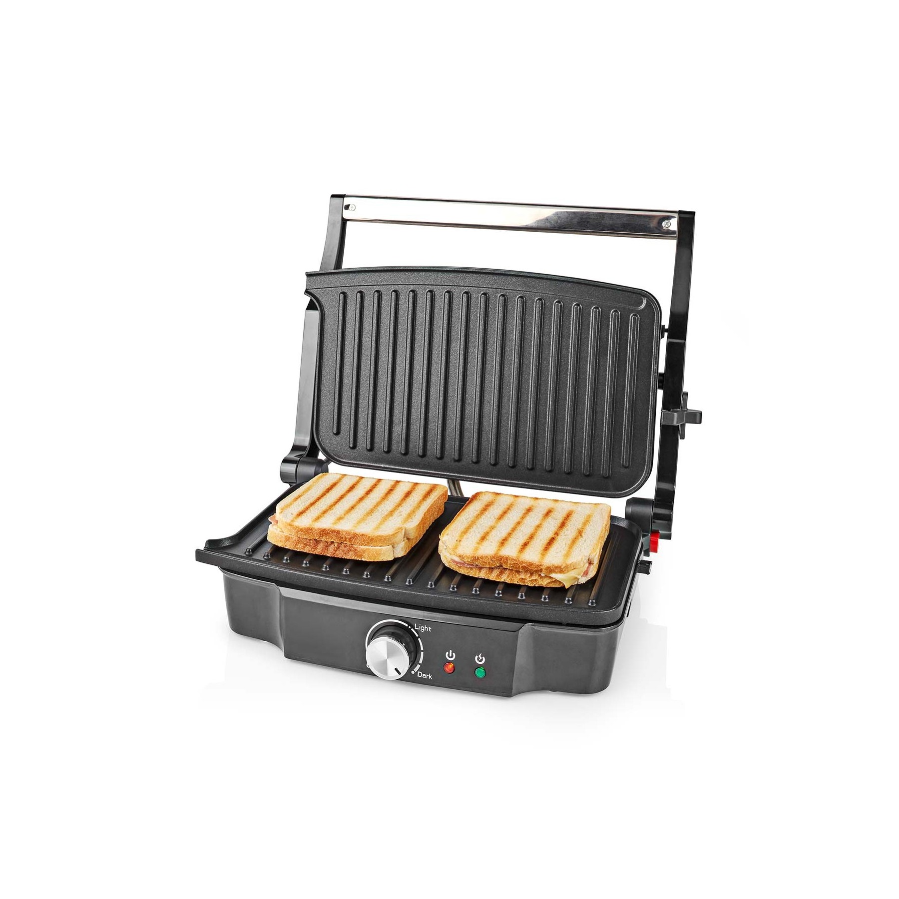 NEDIS PARRILLA DE CONTACTO | 1500 W | CONTROL DE TEMPERATURA AJUSTABLE | ACERO INOXIDABLE / PLASTICO