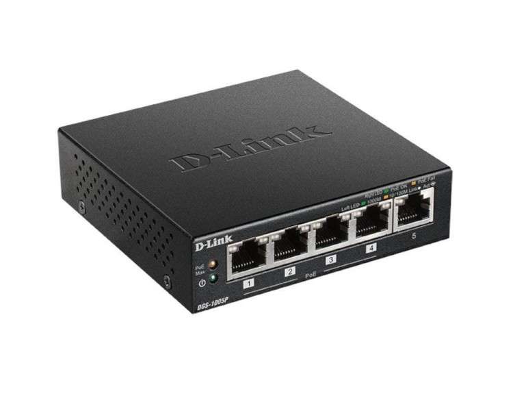 h2Rapido Compacto Comodo h2pEl switch de 5 puertos Gigabit D Link DGS 1005P le permite conectar a la red de datos y alimentar c