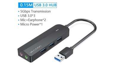 h2Hub USB 30 tarjeta de sonido USB de 3 puertos Adaptador de Audio estereo externo h2divbr divdivh2Especificaciones h2pulliTipo