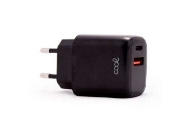 COOL CARGADOR RED  FAST CHARGER (PD) DUAL TIPO-C / USB  (20W) NEGRO